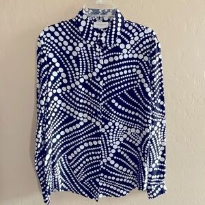 Jones New York dot Blouse black n white Petite